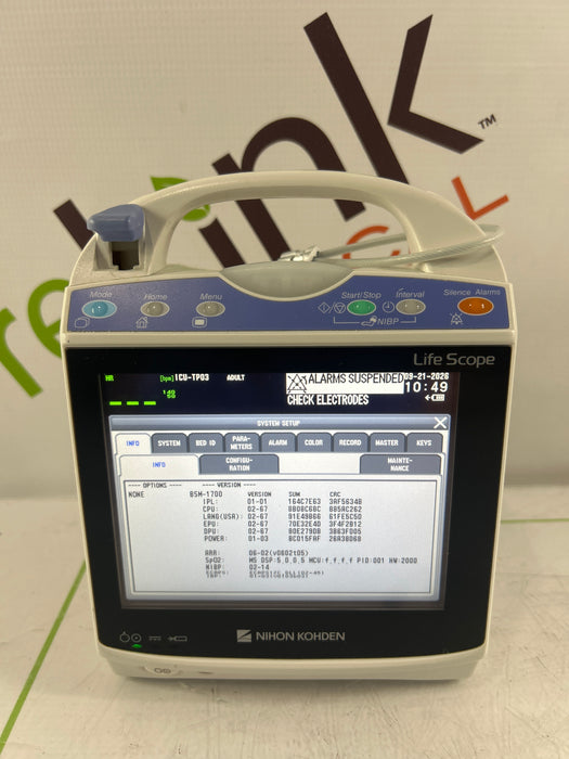 Nihon Kohden BSM-1733 Life Scope PT Transport Patient Monitor