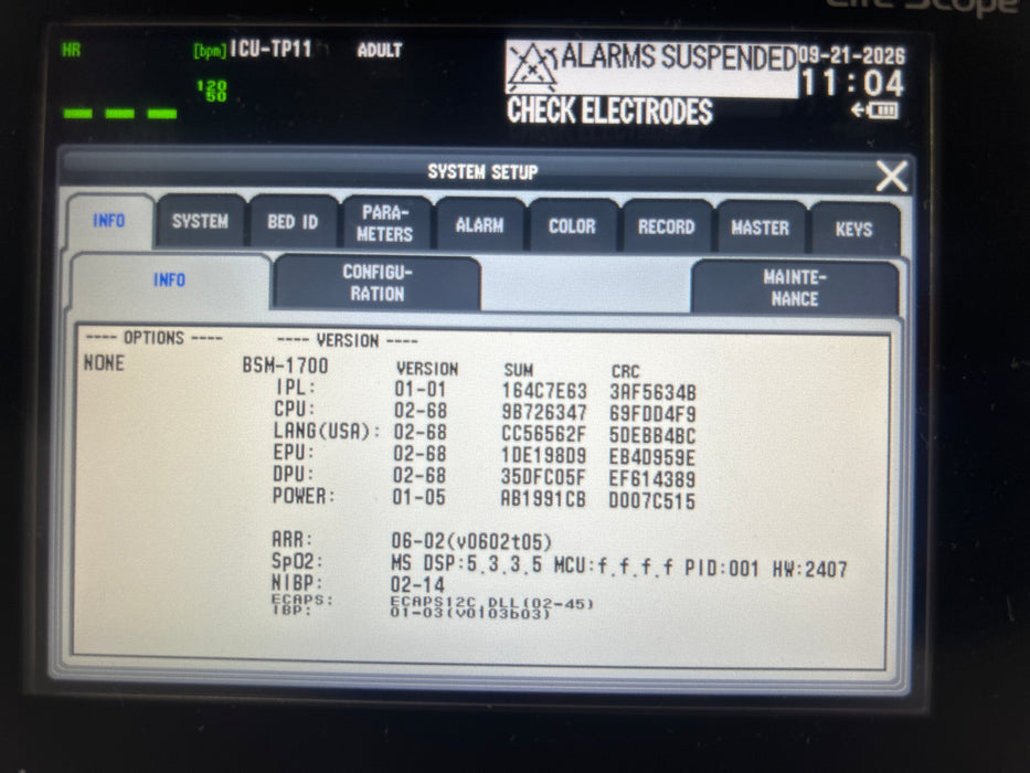 Nihon Kohden BSM-1733 Life Scope PT Transport Patient Monitor