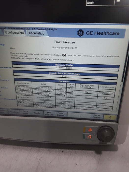 GE Healthcare Carescape B650 Post Anesthesia Care Patient Monitor