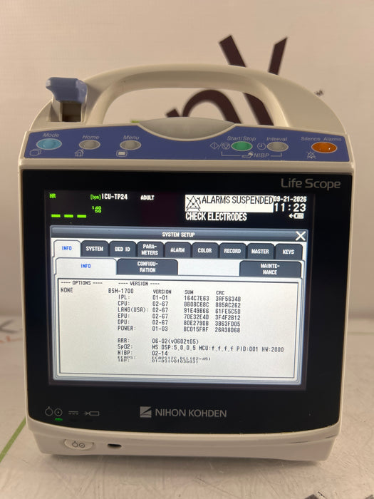 Nihon Kohden BSM-1733 Life Scope PT Transport Patient Monitor