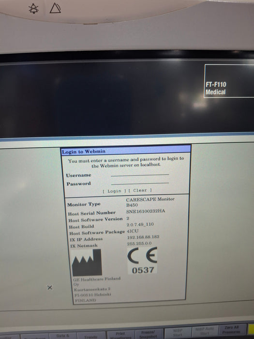 GE Healthcare Carescape B450 Critical Care Patient Monitor