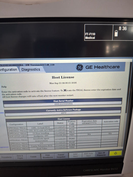 GE Healthcare Carescape B450 Critical Care Patient Monitor
