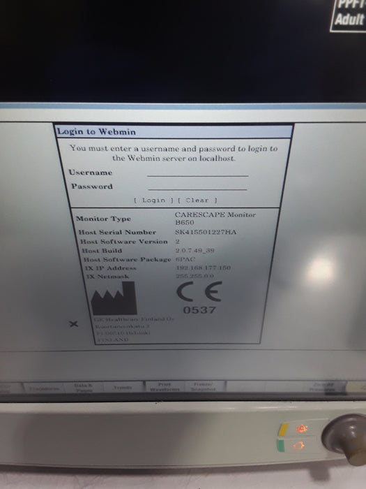 GE Healthcare Carescape B650 Post Anesthesia Care Patient Monitor