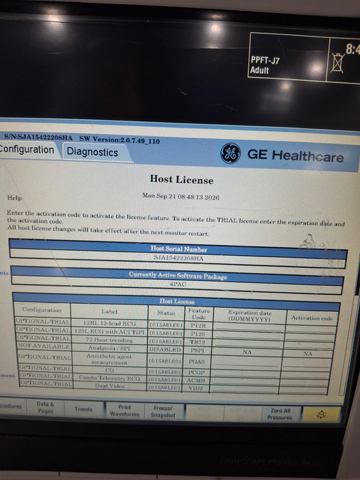 GE Healthcare Carescape B450 Post Anesthesia Care Patient Monitor