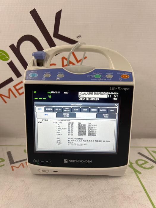 Nihon Kohden BSM-1733 Life Scope PT Transport Patient Monitor