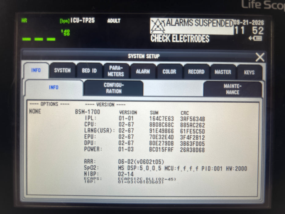 Nihon Kohden BSM-1733 Life Scope PT Transport Patient Monitor