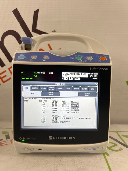 Nihon Kohden BSM-1733 Life Scope PT Transport Patient Monitor