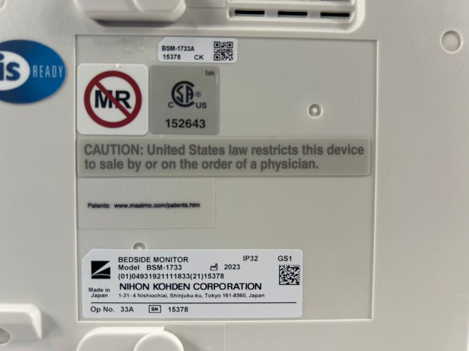 Nihon Kohden BSM-1733 Life Scope PT Transport Patient Monitor