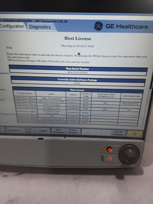GE Healthcare Carescape B650 Post Anesthesia Care Patient Monitor