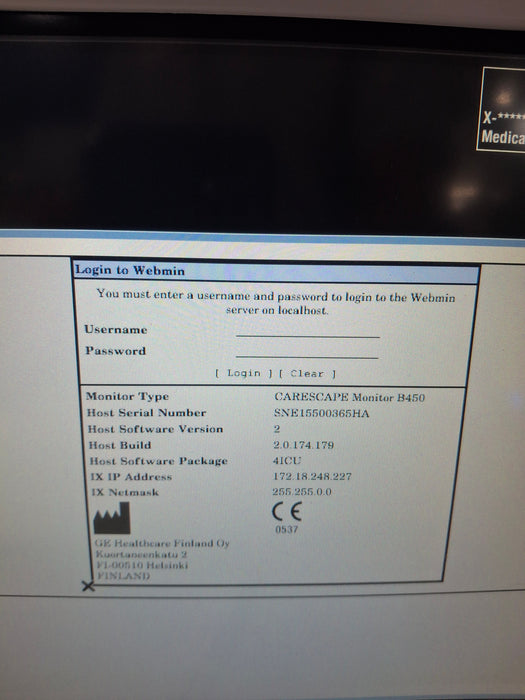GE Healthcare Carescape B450 Critical Care Patient Monitor