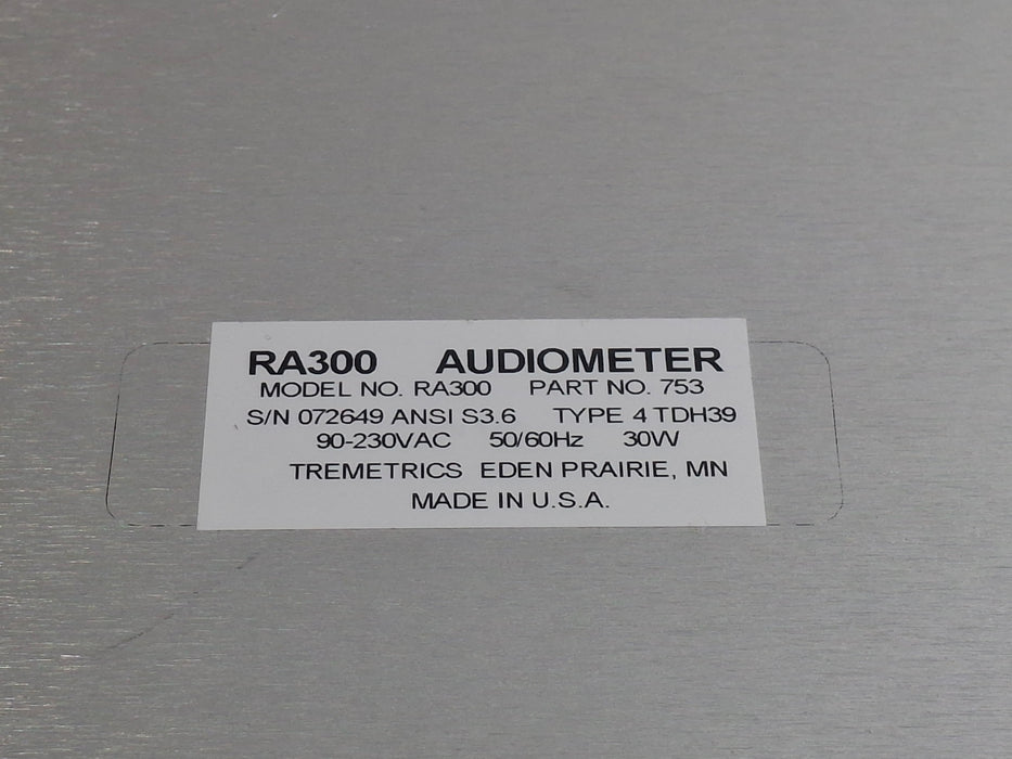 Tremetrics, Inc. RA300 Digital Audiometer Audiometric Sound Chamber AR902