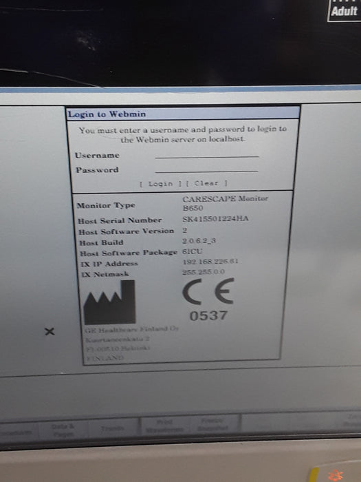 GE Healthcare Carescape B650 Critical Care Patient Monitor