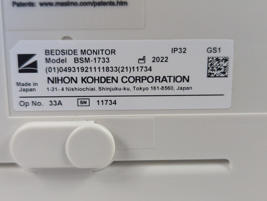 Nihon Kohden BSM-1733 Life Scope PT Transport Patient Monitor