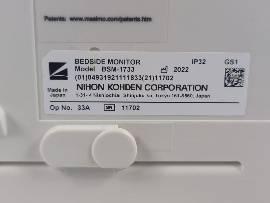 Nihon Kohden BSM-1733 Life Scope PT Transport Patient Monitor