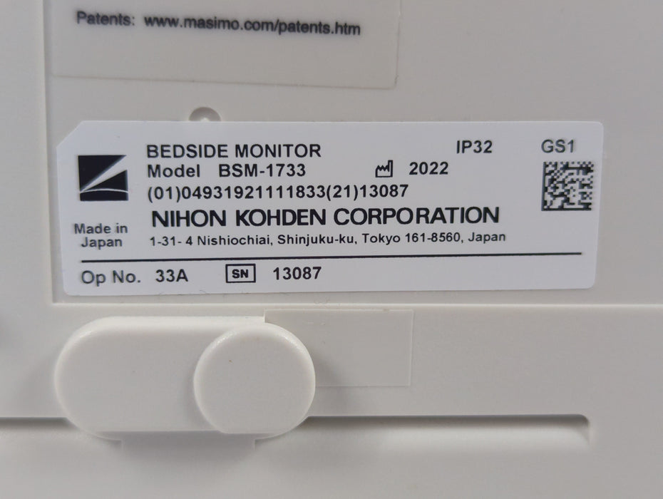 Nihon Kohden BSM-1733 Life Scope PT Transport Patient Monitor