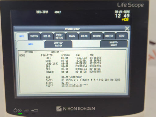 Nihon Kohden Nihon Kohden BSM-1733 Life Scope PT Transport Patient Monitor Patient Monitors reLink Online