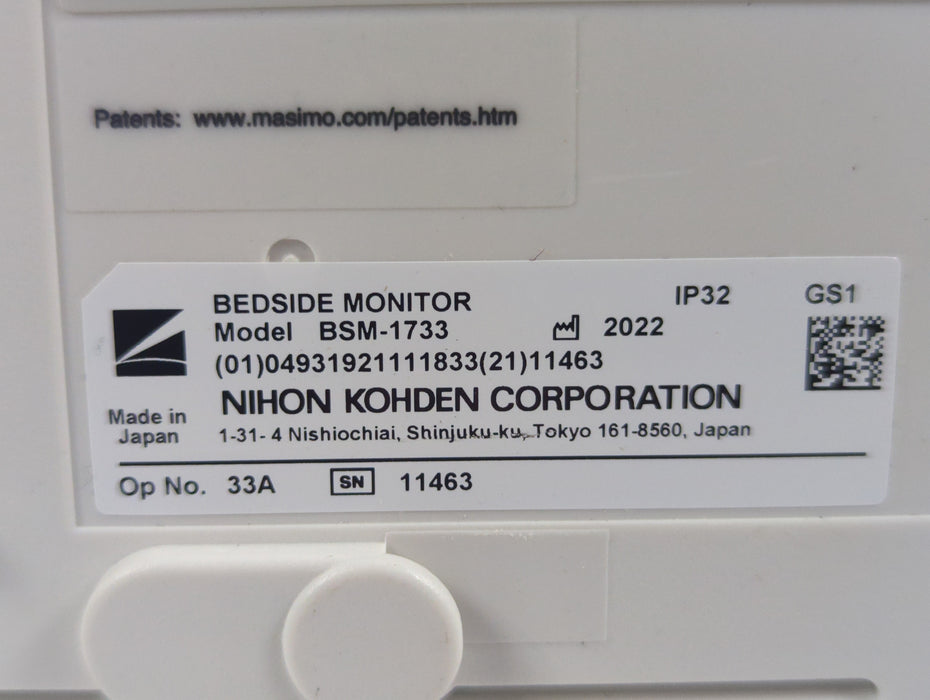 Nihon Kohden BSM-1733 Life Scope PT Transport Patient Monitor