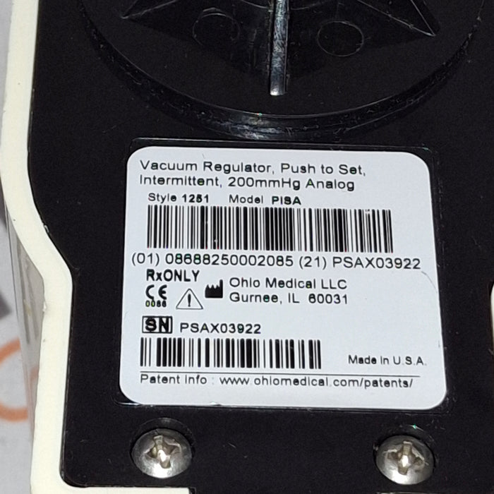 Ohio Medical Corporation Vacuum Regulator