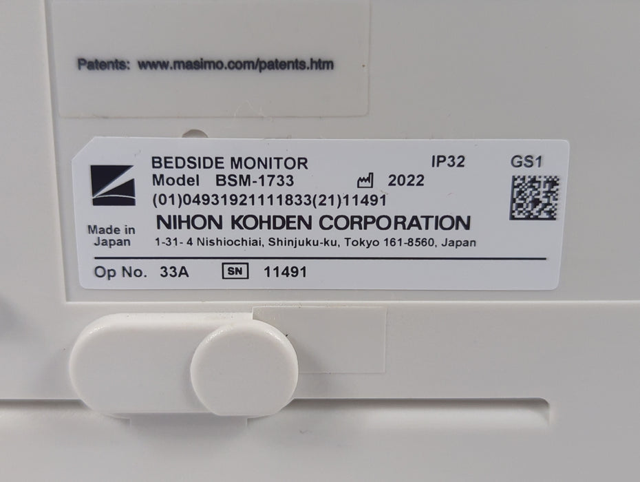 Nihon Kohden BSM-1733 Life Scope PT Transport Patient Monitor