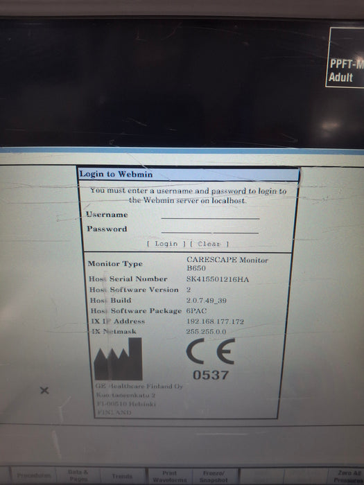 GE Healthcare Carescape B650 Post Anesthesia Care Patient Monitor