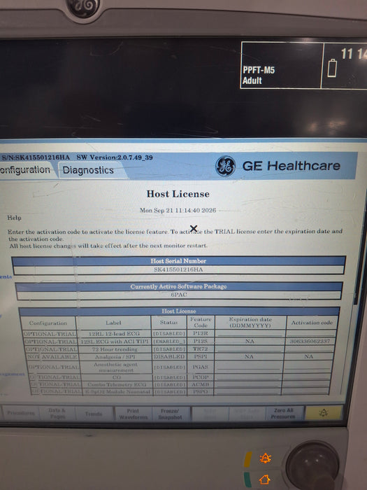 GE Healthcare Carescape B650 Post Anesthesia Care Patient Monitor