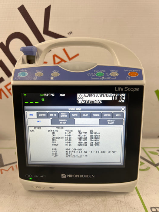 Nihon Kohden BSM-1733 Life Scope PT Transport Patient Monitor