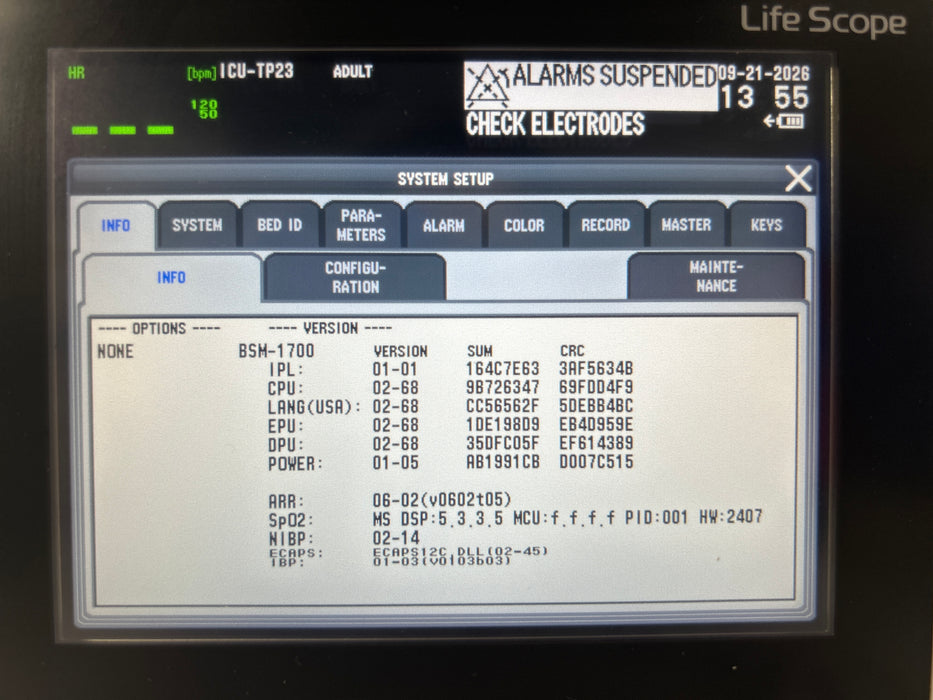 Nihon Kohden BSM-1733 Life Scope PT Transport Patient Monitor