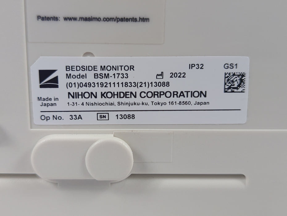 Nihon Kohden BSM-1733 Life Scope PT Transport Patient Monitor