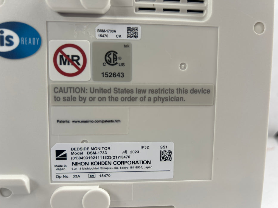 Nihon Kohden BSM-1733 Life Scope PT Transport Patient Monitor