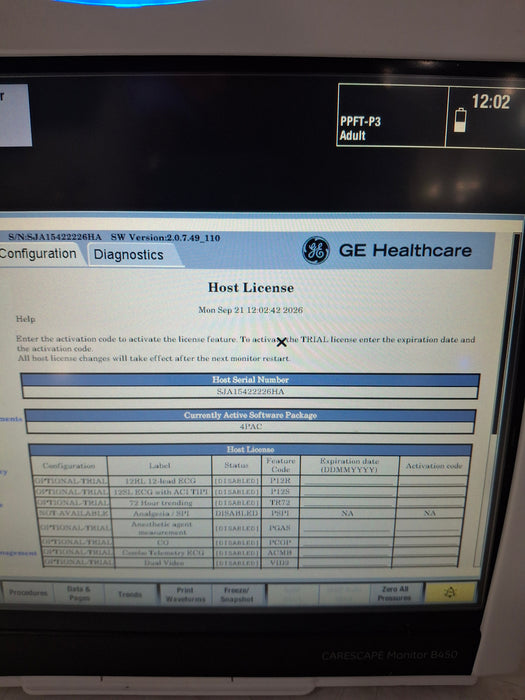 GE Healthcare Carescape B450 Post Anesthesia Care Patient Monitor
