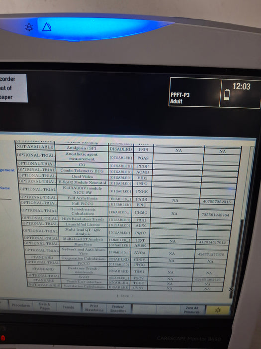 GE Healthcare Carescape B450 Post Anesthesia Care Patient Monitor