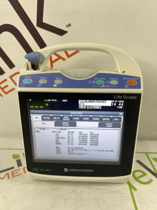 Nihon Kohden BSM-1733 Life Scope PT Transport Patient Monitor