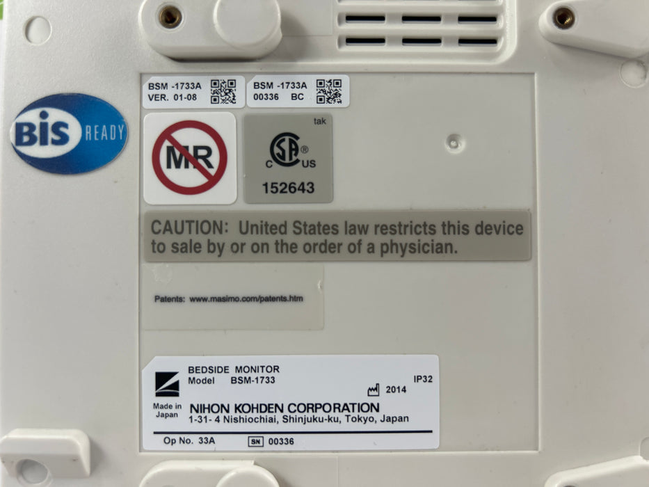 Nihon Kohden BSM-1733 Life Scope PT Transport Patient Monitor