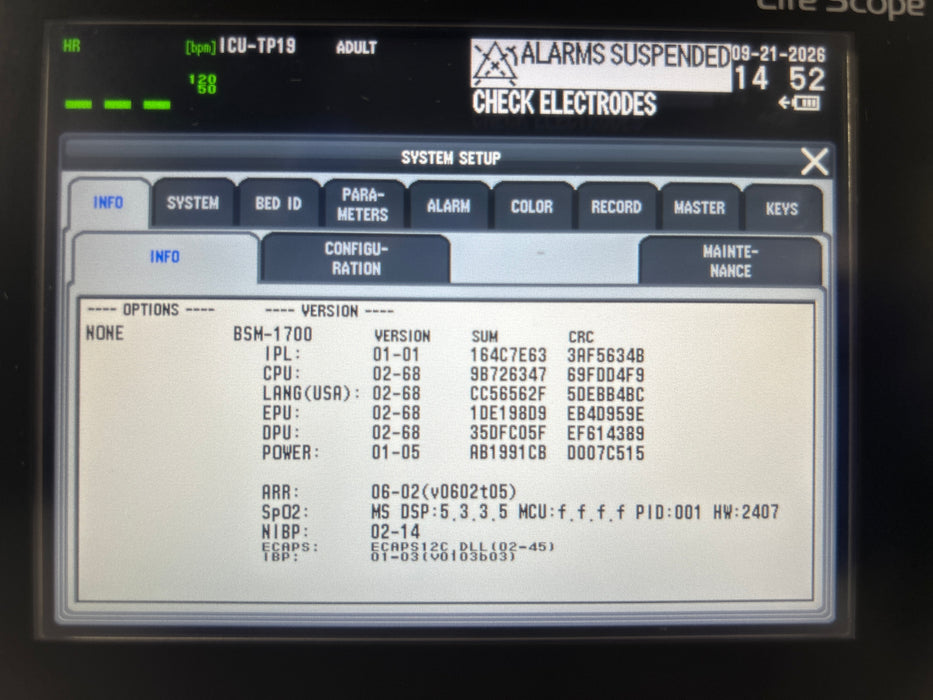 Nihon Kohden BSM-1733 Life Scope PT Transport Patient Monitor