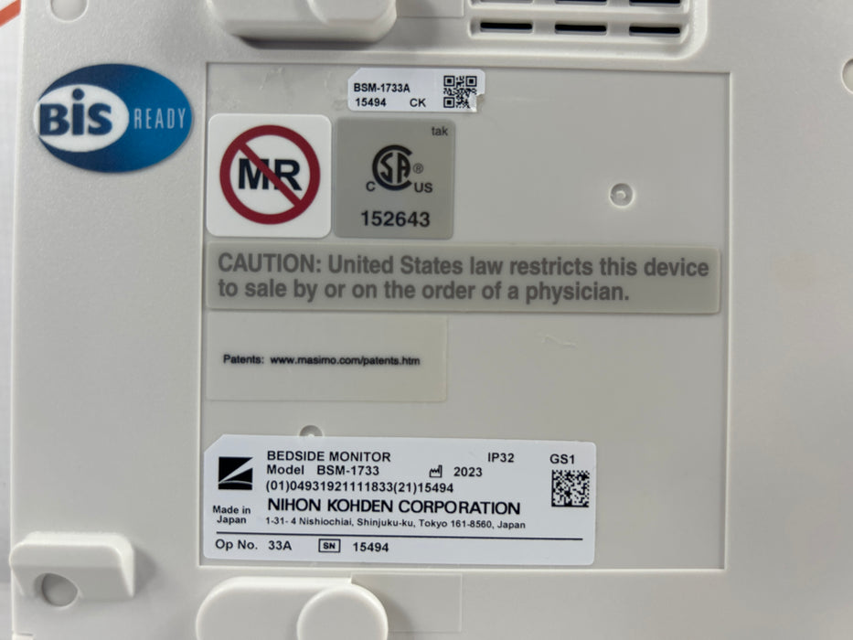 Nihon Kohden BSM-1733 Life Scope PT Transport Patient Monitor