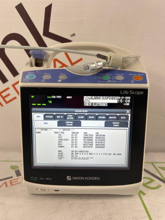 Nihon Kohden BSM-1733 Life Scope PT Transport Patient Monitor