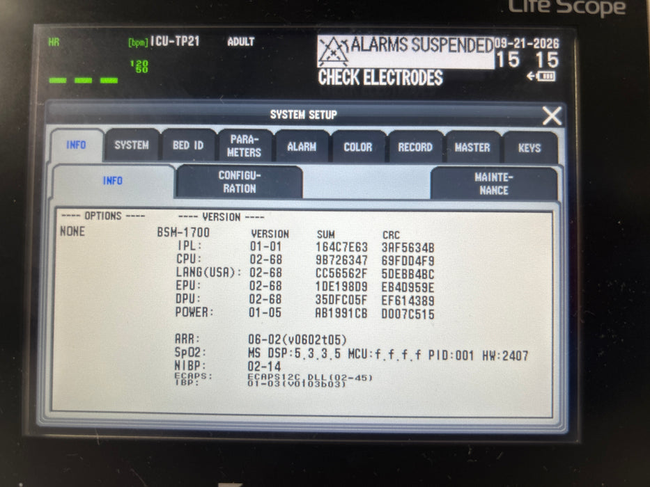 Nihon Kohden BSM-1733 Life Scope PT Transport Patient Monitor