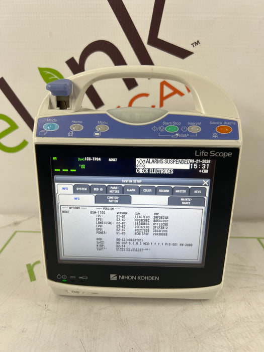 Nihon Kohden BSM-1733 Life Scope PT Transport Patient Monitor