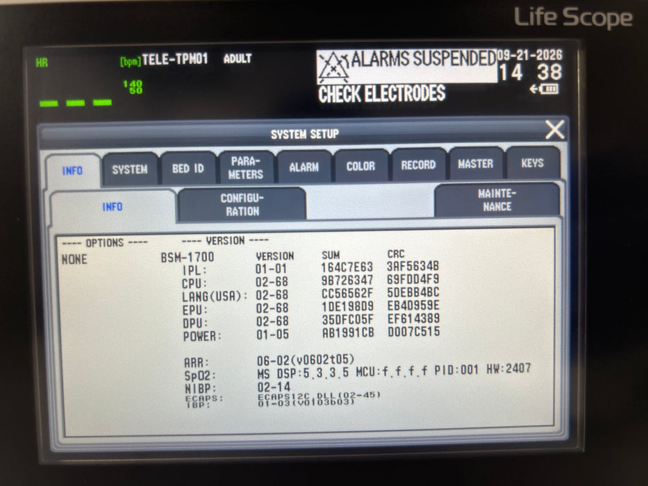 Nihon Kohden BSM-1733 Life Scope PT Transport Patient Monitor