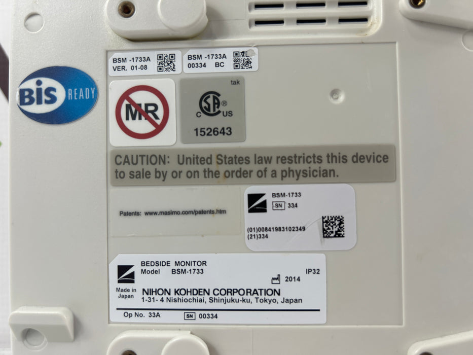 Nihon Kohden BSM-1733 Life Scope PT Transport Patient Monitor