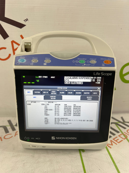 Nihon Kohden BSM-1733 Life Scope PT Transport Patient Monitor
