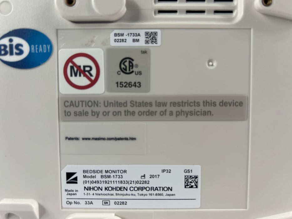 Nihon Kohden BSM-1733 Life Scope PT Transport Patient Monitor