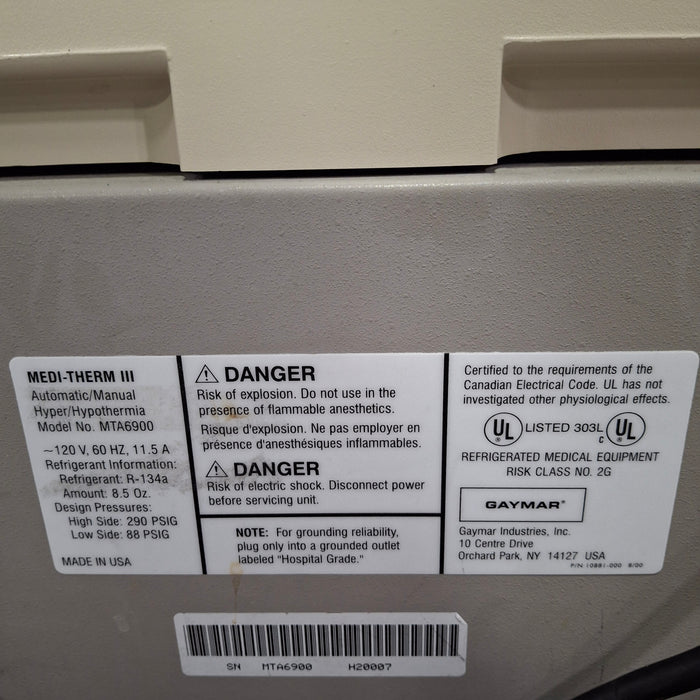 Gaymar Medi-Therm III MTA6900 Hyper/Hypothermia Machine