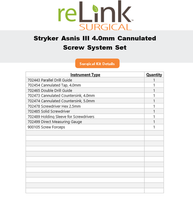Stryker ASNIS III Cannulated Screw System