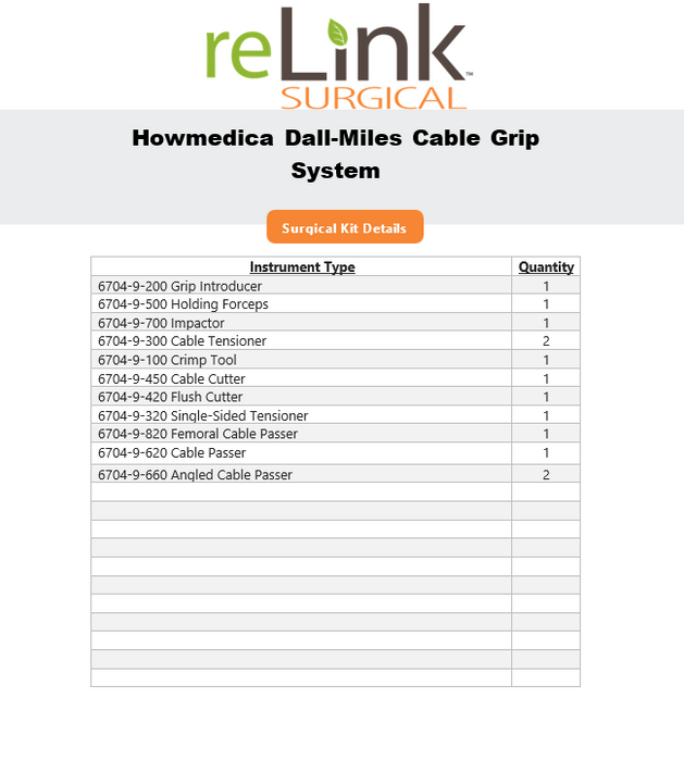 Howmedica Osteonics Corp. 6704-9-900 Dall-Miles Cable Grip System