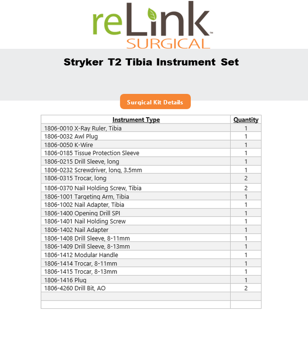Stryker T2 Tibia Instrument Set