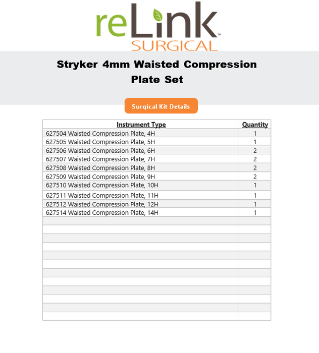 Stryker AxSOS 3 4mm Waisted Compression Plate Set