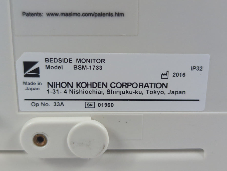 Nihon Kohden BSM-1733 Life Scope PT Transport Patient Monitor
