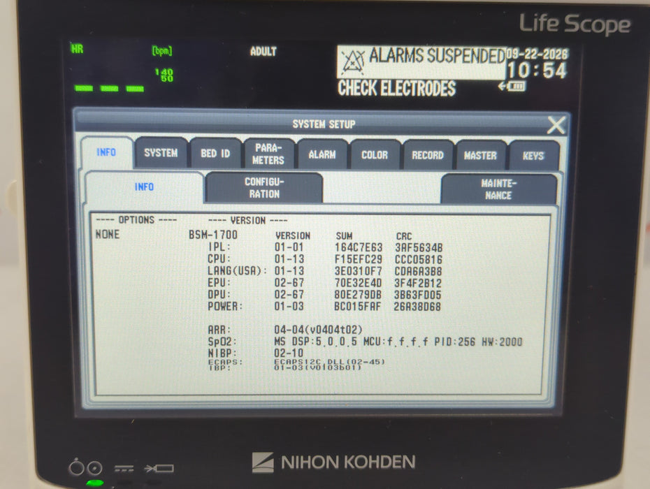Nihon Kohden BSM-1733 Life Scope PT Transport Patient Monitor