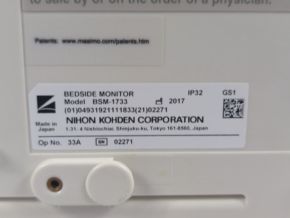 Nihon Kohden BSM-1733 Life Scope PT Transport Patient Monitor